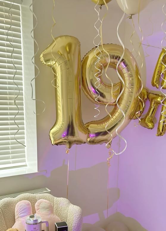 Big Light Gold 40 Inch 9 Balloon Number, Jumbo Giant 9th 19 29 39 49 99 Birthday Party Decorations, Large Champagne Gold Foil Balloons Anniversary Birthday Party Engagement Decorations