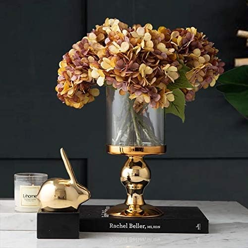 Kimura's Cabin 6Pcs Faux Hydrangea Flowers Vintage Artificial Silk Hydrangeas Flowers with Stems Fake Hydrangea Bouquets for Autumn Farmhouse Home Wedding Table Center Decoration（Autumn Yellow