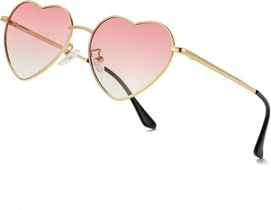JOVAKIT Polarized Heart Sunglasses for Women Fashion Lovely Style Metal Frame UV400 Protection Lens