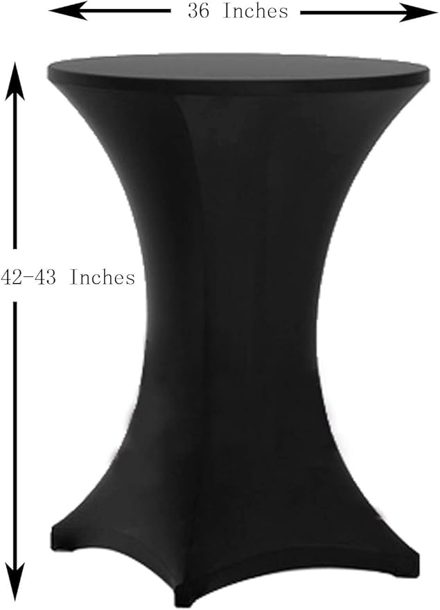 Tina 36x43 Cocktail Spandex Stretch Square Corners Tablecloth Black