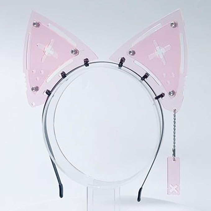 Cyberpunk Colorful Ear Hairband Fish Bone Hair Accessories COS Props (X Pink)
