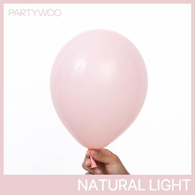 PartyWoo Baby Pink Balloons 50pcs 12 Inch Pastel Light Pale Pink Latex Helium Balloons for Girl Baby Shower Gender Reveal Engagement Wedding Princess Butterfly Birthday Party Decorations Pink-Q18