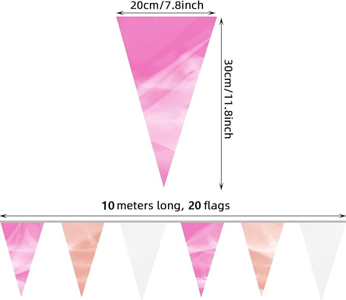 130FT Rose-Gold Pink Glitter Triangle Pennant Banner Flag Metallic Bunting Fabric Garland for Christmas Graduation Wedding Engagement Anniversary Bachelorette Bridal Shower Valentine's Party Decor