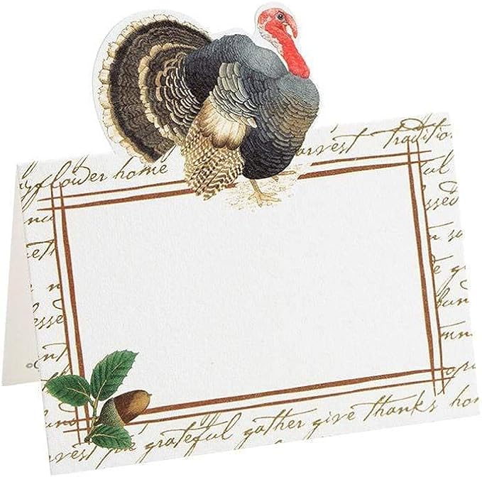 Caspari Founders' Thanksgiving Die-Cut Name Place Cards - 8 Per Package