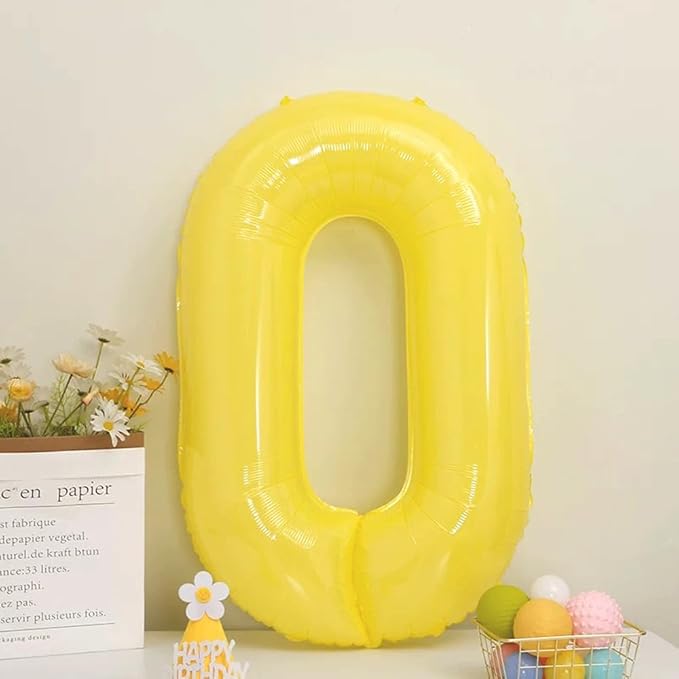 40 inch Yellow Number Balloon Giant Foil Helium Balloons Number 0 Balloon for Birthday Party Decorations