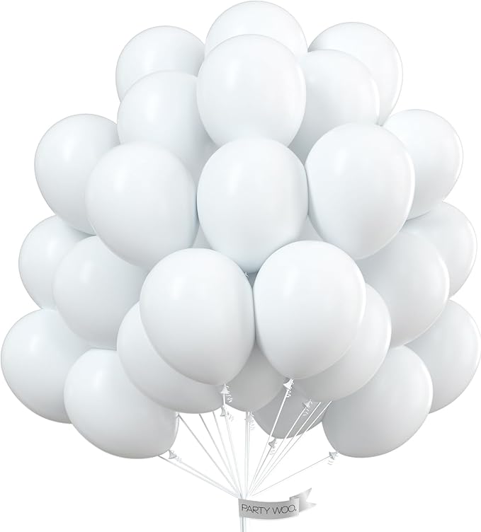 PartyWoo White Balloons 50 pcs 12 Inch Latex Helium White Cream Balloons for Wedding Baby Shower Birthday Bridal Shower Graduation Engagement Princess Anniversary Party Decorations White-Y13