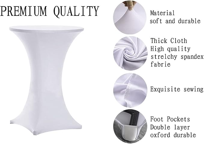 Tina 36x43 Cocktail Spandex Stretch Square Corners Tablecloth White