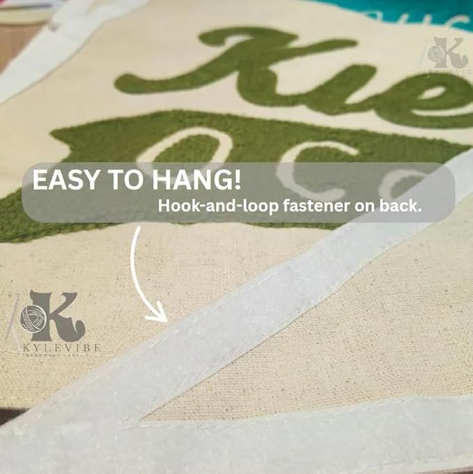 Personalized Name Pennant Flag, Handmade Embroidered Custom Canvas Nursery Pennant for Boy Girl, Baby Name Banner Flag Wall Hanging for Bedroom Dorm Baby Shower Kids Room