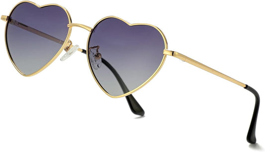 JOVAKIT Polarized Heart Sunglasses for Women Fashion Lovely Style Metal Frame UV400 Protection Lens