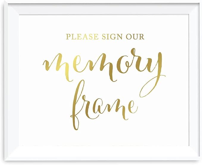 Andaz Press Wedding Party Memory Photo Frame Table Sign, Metallic Gold Ink Print, 8.5x11-inch, Please Sign Our, 1-Pack, Unframed