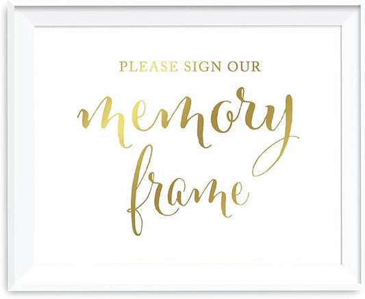 Andaz Press Wedding Party Memory Photo Frame Table Sign, Metallic Gold Ink Print, 8.5x11-inch, Please Sign Our, 1-Pack, Unframed