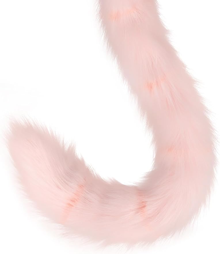 QinRuan Animal Cosplay Costume Accessories Furry Faux Fur Cat Ears Headband and Fox Tail Set Halloween Accessory