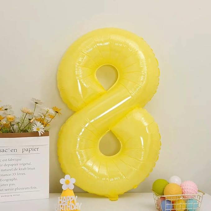 40 inch Yellow Number Balloon Giant Foil Helium Balloons Number 8 Balloon for 8th Birthday Party Decorations