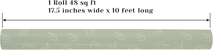 ZINTBIAL Reversible Gift Wrapping Paper Roll - Light Green Background with Beige Leaves - Green Stripe Design - for Birthdays,Weddings,Baby Showers,Mother's Day,Christmas - 17.5" x 33' (48 sq. ft.)