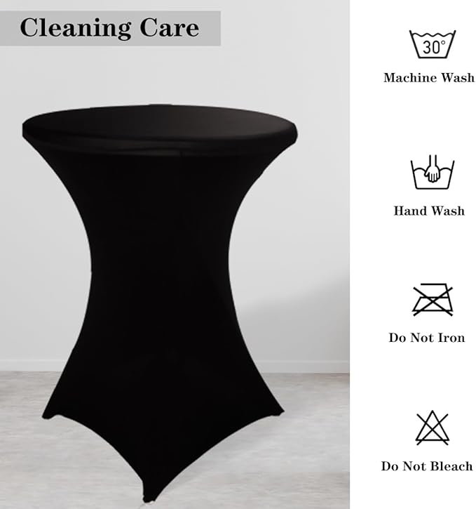 HAORUI Spandex Cocktail Table Covers, 2 Pack Fitted Round Highboy Stretch Table Cloths for Party, Bar, Wedding, Birthday, Banquet (Black, Fit for 30-32" Diameter x 42" Height Tables)