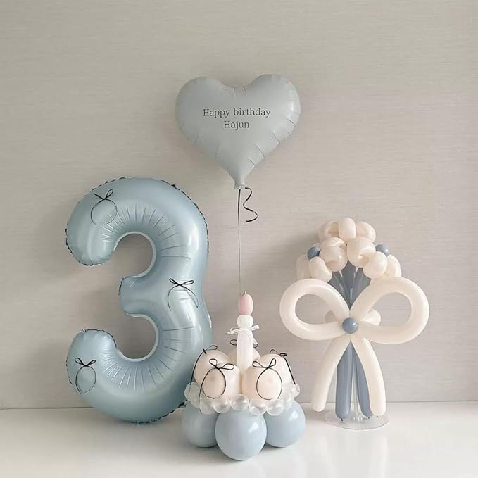 40 Inch Matte Blue 2 Number Balloons Light Blue Number 2 Foil Balloon Mylar Helium Balloon for Birthday Party Decoration Wedding Anniversary Supplies (Number 2)