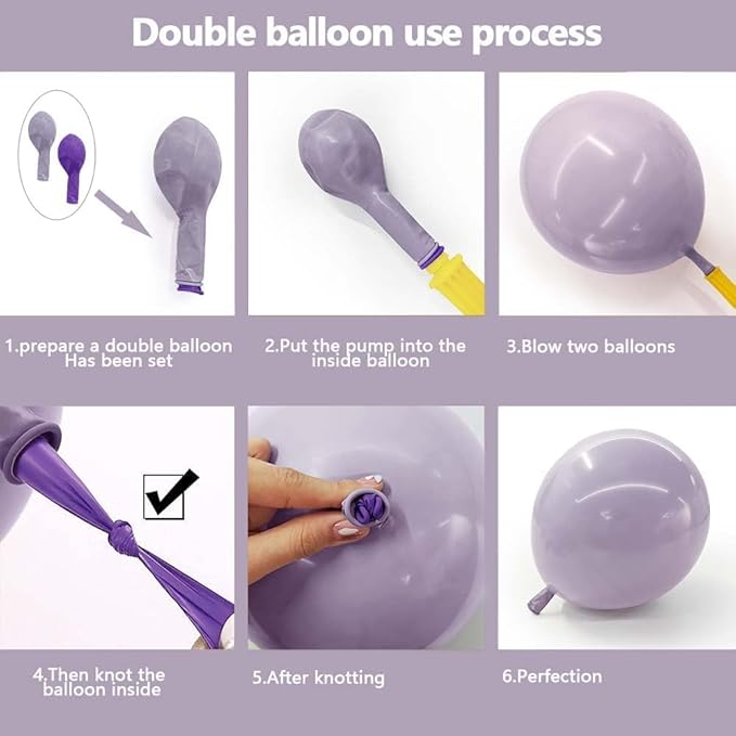 Purple White Balloon Garland Double Stuffed Light White Lilac Balloons Pearl Balloon Arch Kit For Lavender Fairy Birthday Baby Shower Wedding Wild Flower Bridal Shower Party Decor