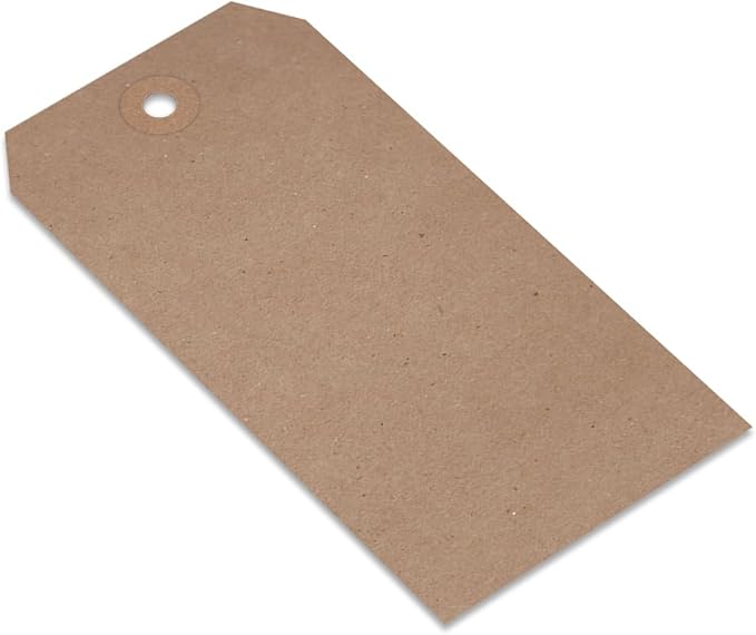 SmartSign Brown Gift Tags - Pack of 1000, 4.75" x 2.375", Size-5 Eco-Friendly Blank Tags with Reinforced Fiber Patch, 11 pt Recycled Kraft Paper Tags for Merchandise/Garments/Shipping