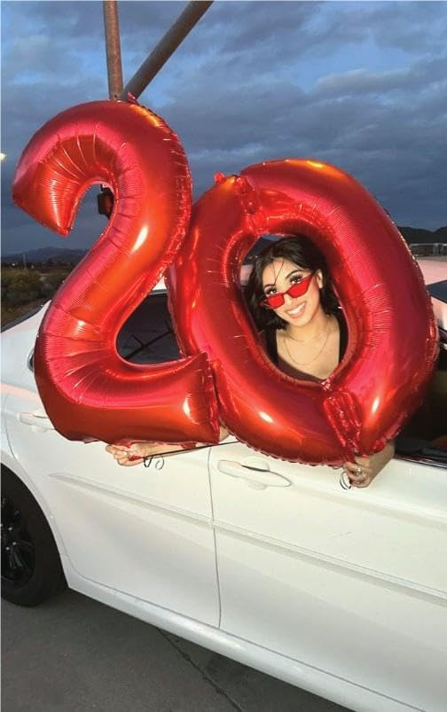 Red 40 Inch 0 Number Balloons, 0 Decorations for 10 20 30 40 50 60 70 80 90 100Birthday, Foil Giant Birthday Graduations Anniversary Party Balloons