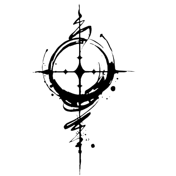 INKARTLINK Tattoo Tech, 3 Sheets Small Semi Permanent Tattoo, Adult Art Design Temporary Tattoos, Lasts 1-2 Weeks, Waterproof, Realistic Look, No Adhesive, No Reflection (Cross Star Design)