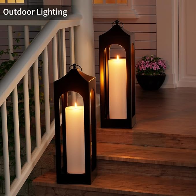 12" x 4" Large Outdoor Candle with Timer Waterproof Flickering LED Flameless Candle Battery Operated with Remote Fake Pillar Candle Realistic for Patio Porch Lantern, White 1 Pack