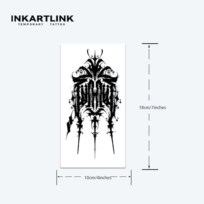 INKARTLINK Tattoo Tech,2 Sheets Extra-Large Semi Permanent Tattoo,Adult Art Design Temporary Tattoos, Lasts 1-2 Weeks, Waterproof, Realistic look, No Adhesive, No reflection (INK Devil Design?