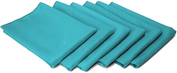 TableLinensforLess 17"x17" Polyester Cloth Napkins, Set of 6 (Caribbean Blue) | Easy-Care, No-Iron Finish, Superior Color Retention, Machine Washable
