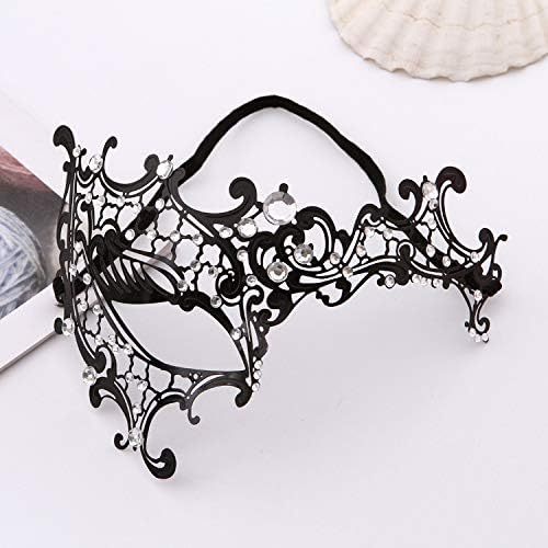 Venetian Masquerade Mask for Women - Ultralight Shiny Metal Rhinestone Party Evening Prom Ball Mask