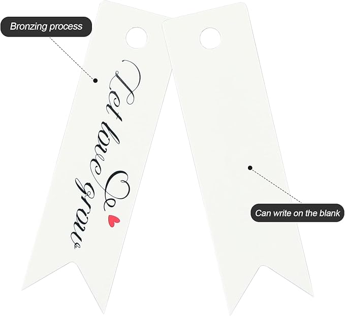 G2PLUS Wedding Gift Tags, 100PCS Let Love Grow Tags, Mini Wedding Favor Tag, 2.8X0.8 in White Paper Gift Tags with String for Candy Bags, Valentines, Wedding, Baby Shower