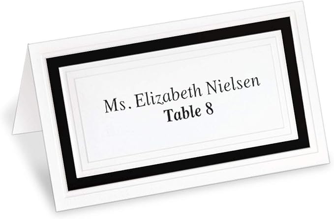 PaperDirect White Cover Stock Place Cards with Black Foil Border, 400-Pack