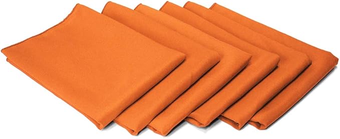 TableLinensforLess 17"x17" Polyester Cloth Napkins, Set of 6 (Pumpkin Orange) | Easy-Care, No-Iron Finish, Superior Color Retention, Machine Washable