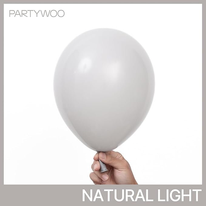 PartyWoo Grey Balloons 50pcs 12 Inch Light Pastel Pale Gray Latex Helium Balloons for Baby Shower Engagement Anniversary Graduation Wedding Bachelorette Birthday Retirement Party Decorations Gray-Y76