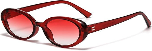 Retro Oval Sunglasses for Women Men Fashion Small Oval Sunglasses 90s Vintage Shades