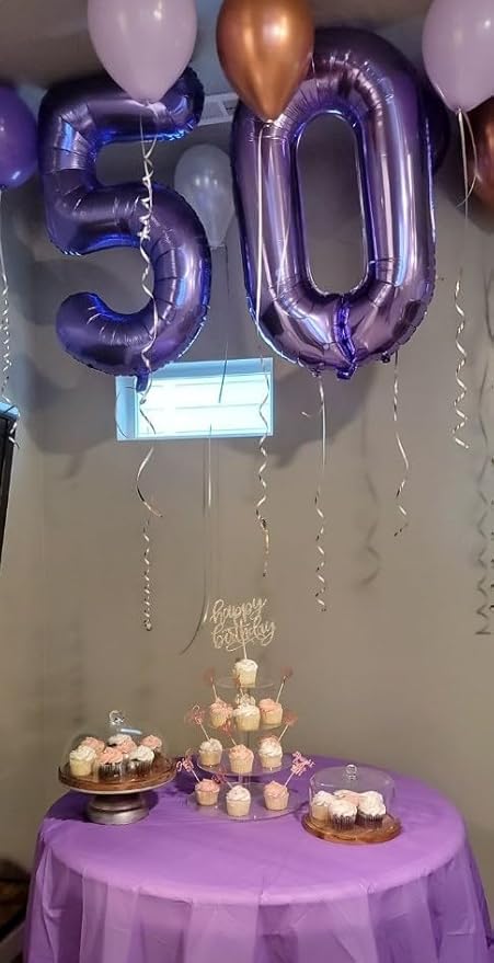 Purple 40 Inch Large Number 5 Birthday Balloon, Five 5th 15 25 35 50 55 Birthday Celebration Decorations, Foil 5 Mylar Helium Number 5 Balloons Girl Boy Anniversary Party Supplies
