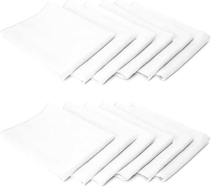TableLinensforLess 17"x17" Polyester Cloth Napkins, Set of 12 (White) | Easy-Care, No-Iron Finish, Superior Color Retention, Machine Washable