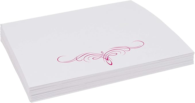 Decadent Flourish Place Cards, Fuschia (Choose Color), Set of 25, Pre-cut and Scored - Wedding, Party, Dinner, and Special Events - Made in the USA