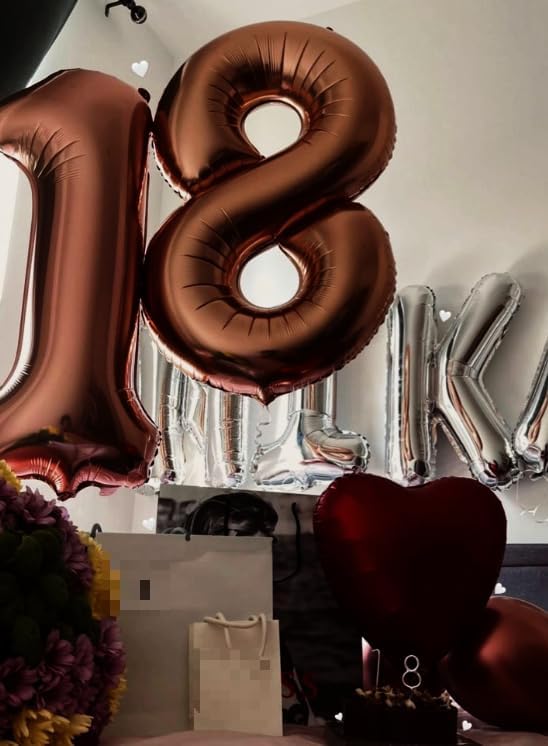 Dark Brown Number 1 Balloon 40 inch, Number 1 Birthday Balloon for Boy Girl, Coffee Brown Foil One for 1st 10 11 12 16 18 Birthday Party, Anniversary Celebration Number Balloons Decorations