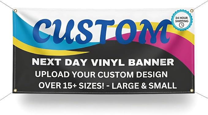 Custom 13 oz. Matte Vinyl Banner - Indoor & Outdoor Banner, Durable Promotional Solution - Display, Trade Shows, Promotional Events, Grand Openings, Birthdays, Celebrations - Full Color Printed - Print with Provision (Square)