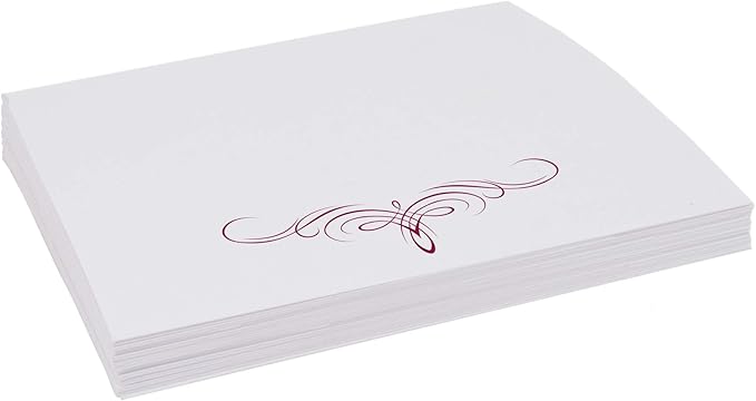 Decadent Flourish Place Cards, Burgundy (Choose Color), Set of 60, Pre-cut and Scored - Wedding, Party, Dinner, and Special Events - Made in the USA