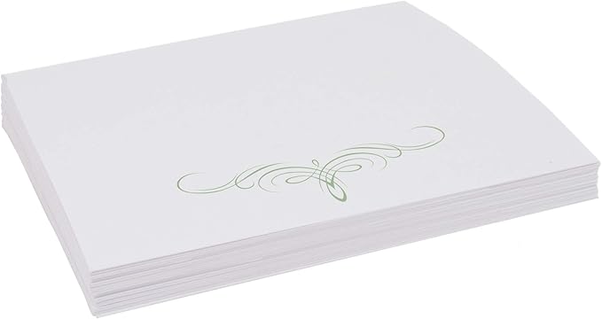 Decadent Flourish Place Cards, Sage (Choose Color), Set of 25, Pre-cut and Scored - Wedding, Party, Dinner, and Special Events - Made in the USA