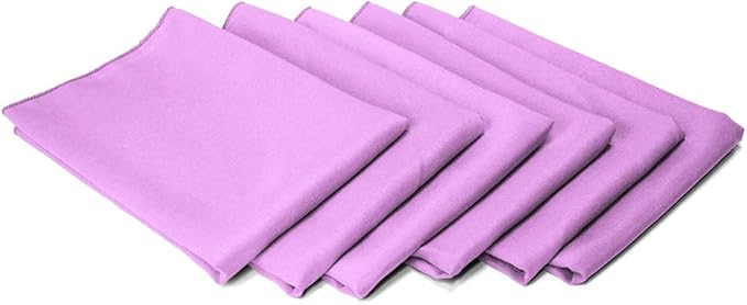 TableLinensforLess 17"x17" Polyester Cloth Napkins, Set of 6 (Lavender) | Easy-Care, No-Iron Finish, Superior Color Retention, Machine Washable