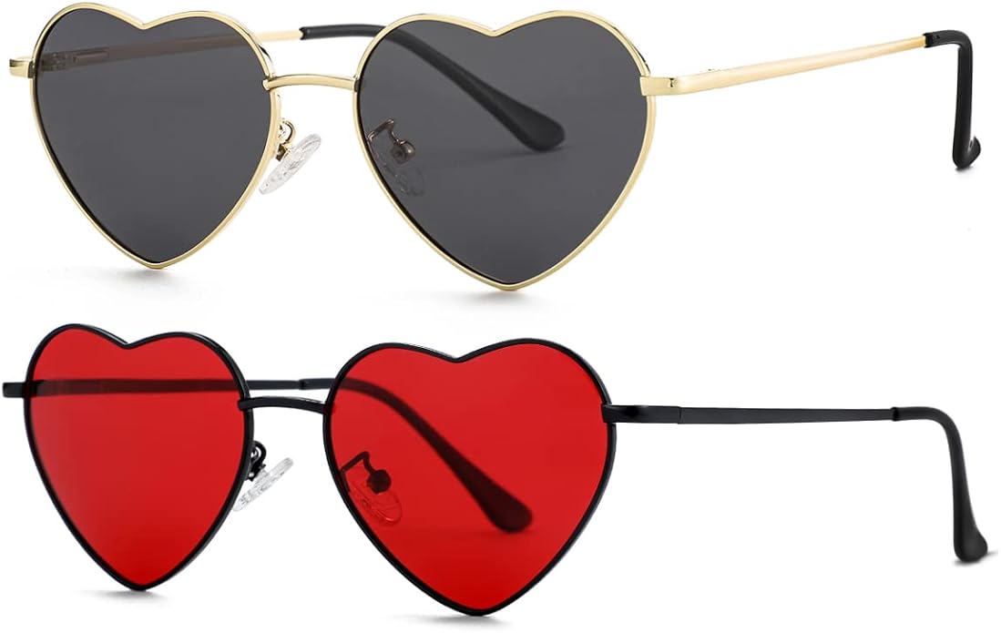 JOVAKIT Polarized Heart Sunglasses for Women Fashion Lovely Style Metal Frame UV400 Protection Lens