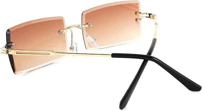FEISEDY Vintage Rimless Sunglasses Rectangle Frameless Candy Color Glasses Women Men B2642