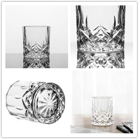 Whiskey Glasses Set of 4 with 1 Gift Box, Large Lead-Free Crystal Glass Tasting Cups Scotch Glasses Tumblers for Drinking Irish Whisky Bourbon Tequila (Diamond, 4 * 10 oz)