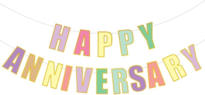 Happy Anniversary Banner Party Decorations Love Party and Background Indoor Outdoor Decorations (Colorful)