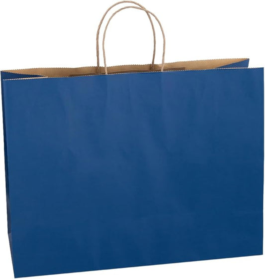 70Pcs Paper Bags with Handles 16x6x12 inch, Large Recycled Kraft Paper Bags Bulk for Shopping, Wedding,Business, Retail, Boutique, Party, Grocery, Party Favor - Navy Blue