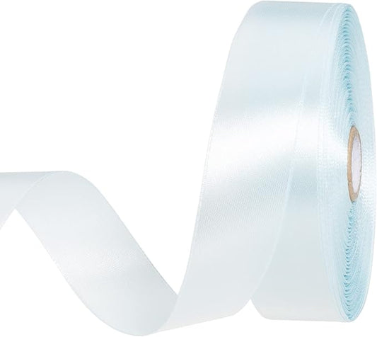 1 Inch Light Blue Solid Satin Ribbon, 50 Yards Craft Fabric Ribbon for Gift Wrapping Floral Bouquets Wedding Party Decoration
