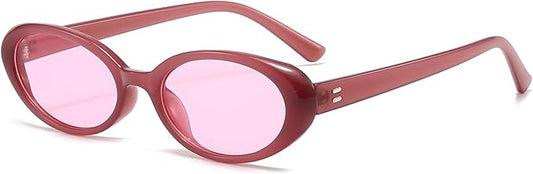 Retro Oval Sunglasses for Women Men Fashion Small Oval Sunglasses 90s Vintage Shades