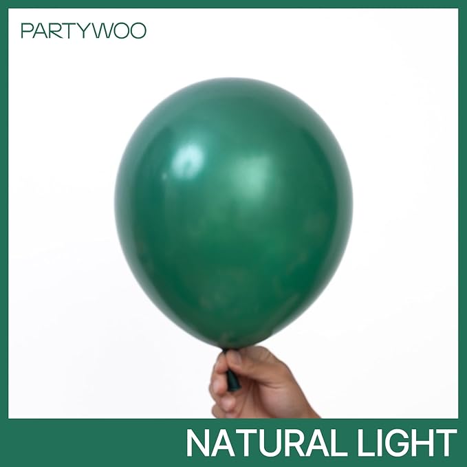 PartyWoo Dark Green Balloons 50 pcs 12 Inch Pearl Hunter Emerald Forest Green Balloons for Baby Shower Graduation Christmas Jungle Safari Birthday Party Decorations Green-Z01