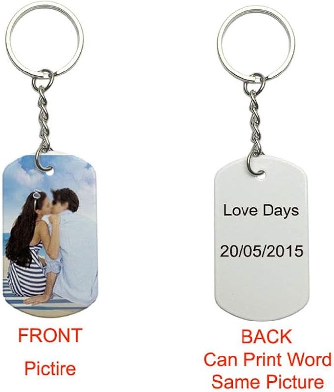 2 Side Personalized Key Chains Custom Picture Text Logo Photo for Men Women llaveros de hombre personalizados Colorful Dog Tag Metal Keychain